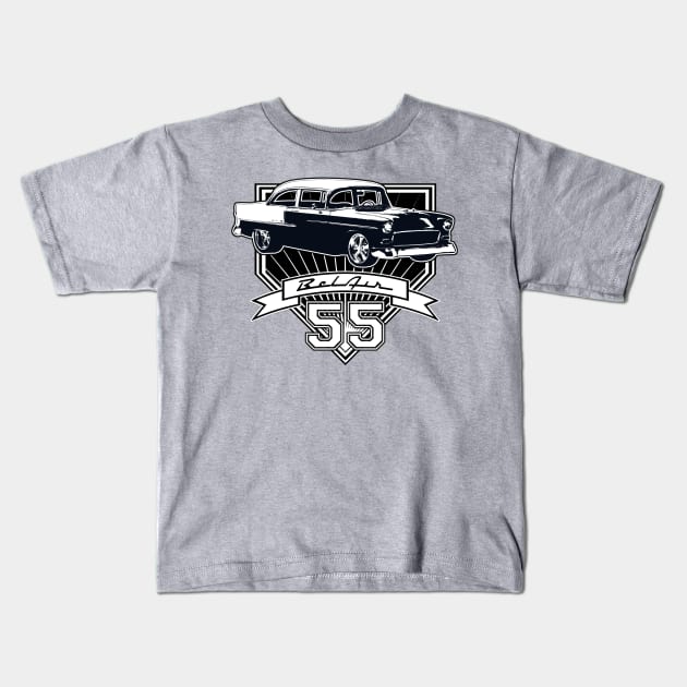 55 Chevy Bel Air Kids T-Shirt by CoolCarVideos